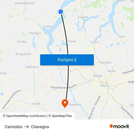 Cannobio to Cilavegna map
