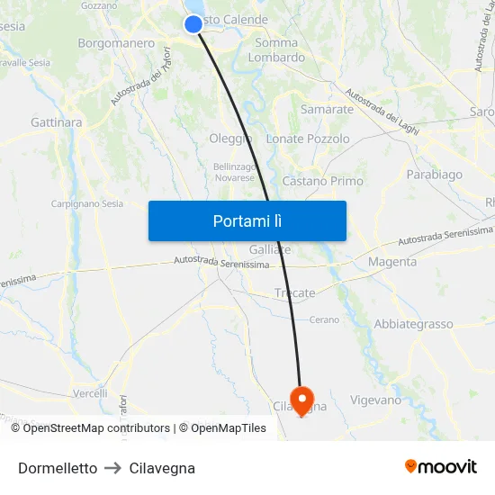Dormelletto to Cilavegna map