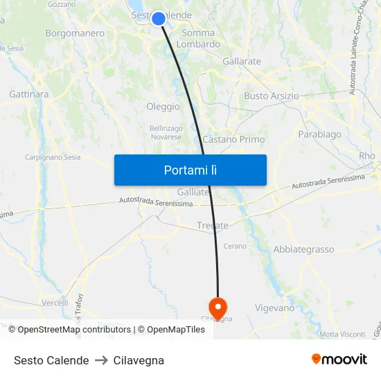 Sesto Calende to Cilavegna map