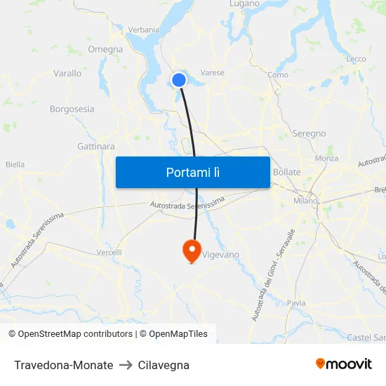 Travedona-Monate to Cilavegna map