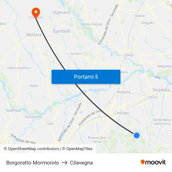 Borgoratto Mormorolo to Cilavegna map