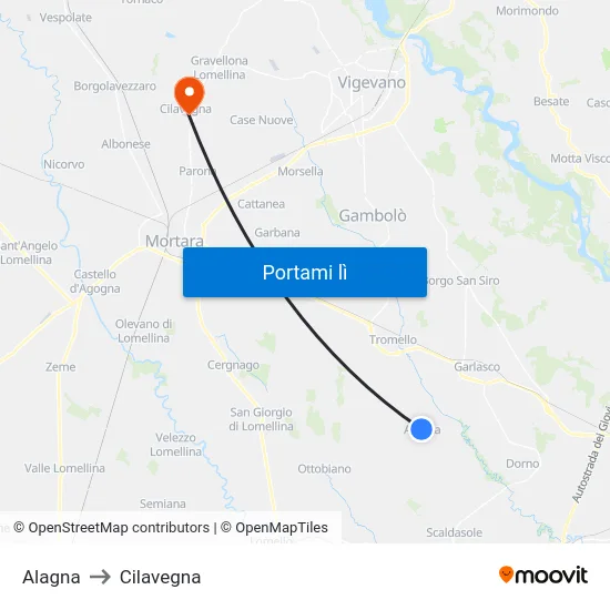 Alagna to Cilavegna map