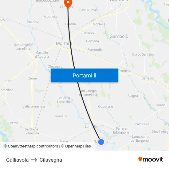 Galliavola to Cilavegna map