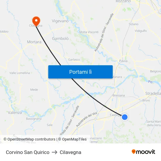 Corvino San Quirico to Cilavegna map