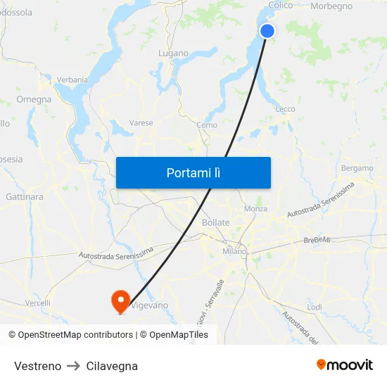 Vestreno to Cilavegna map