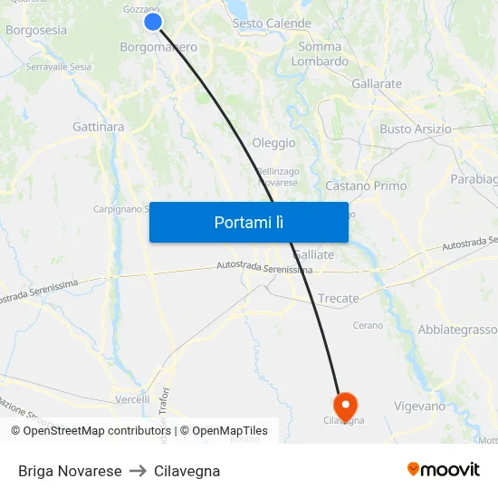 Briga Novarese to Cilavegna map