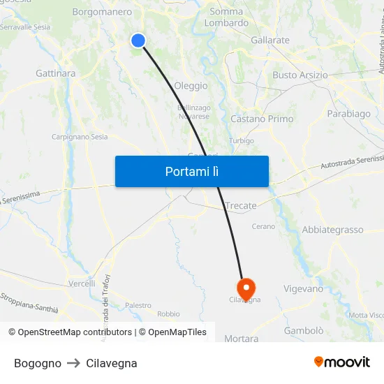 Bogogno to Cilavegna map