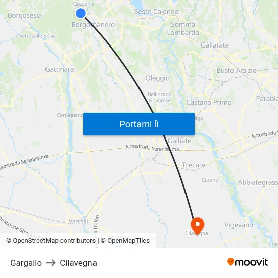 Gargallo to Cilavegna map
