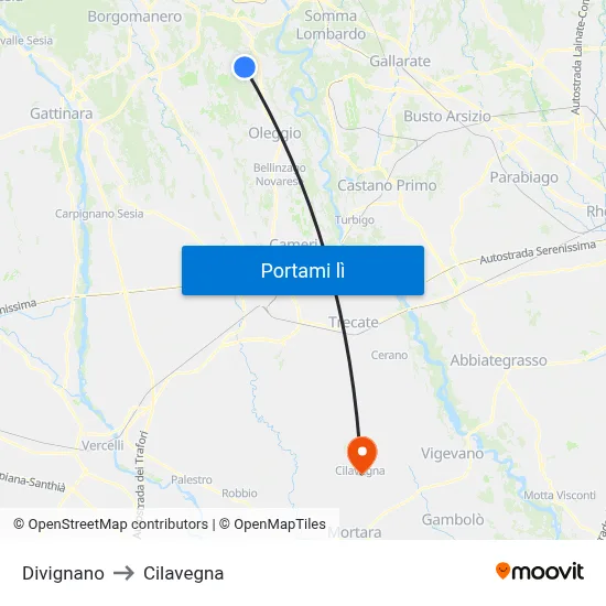 Divignano to Cilavegna map