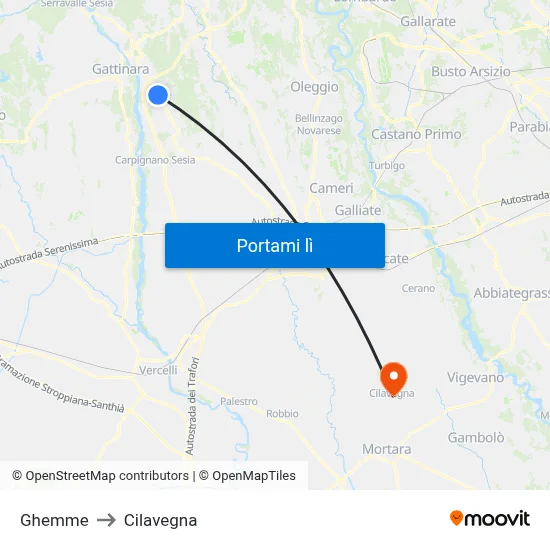 Ghemme to Cilavegna map