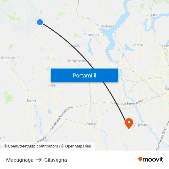 Macugnaga to Cilavegna map