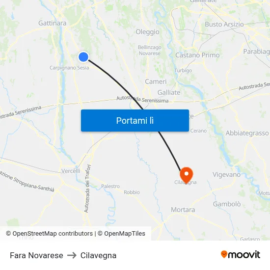 Fara Novarese to Cilavegna map