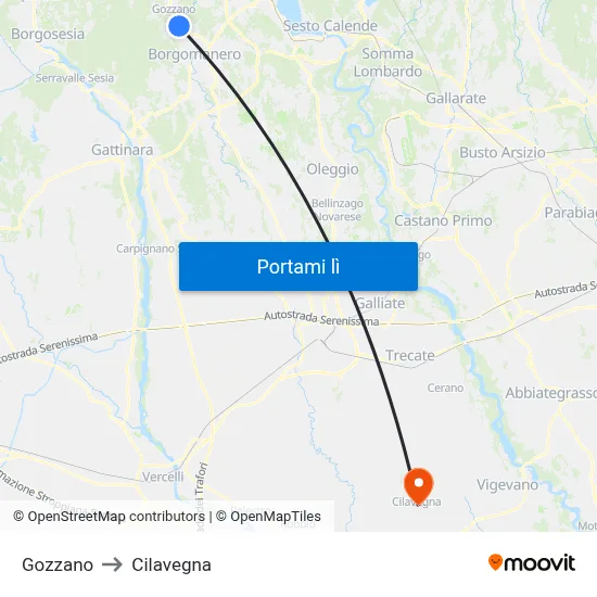 Gozzano to Cilavegna map