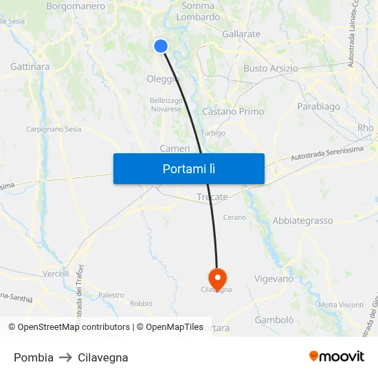 Pombia to Cilavegna map