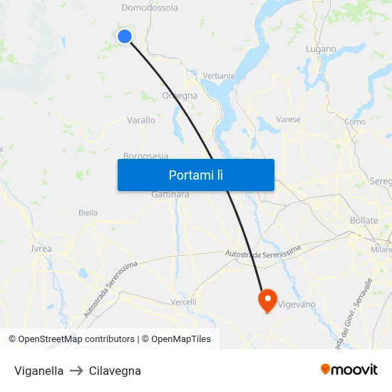 Viganella to Cilavegna map