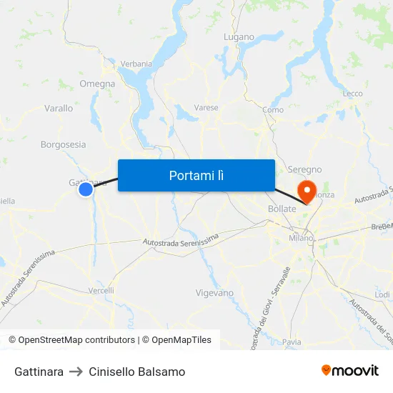 Gattinara to Cinisello Balsamo map
