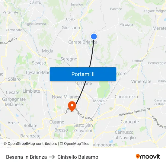Besana In Brianza to Cinisello Balsamo map