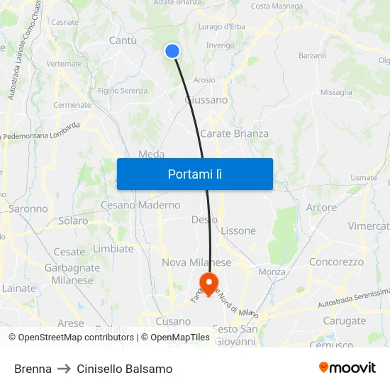 Brenna to Cinisello Balsamo map