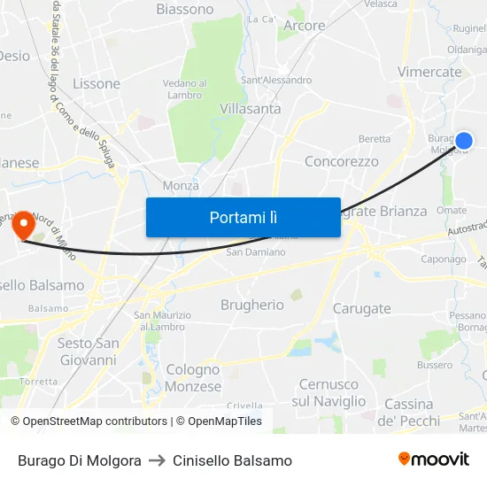 Burago Di Molgora to Cinisello Balsamo map