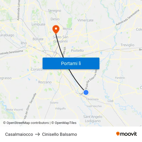Casalmaiocco to Cinisello Balsamo map