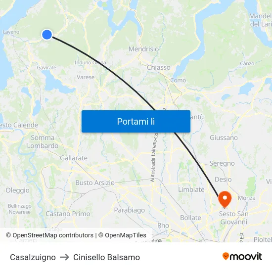 Casalzuigno to Cinisello Balsamo map