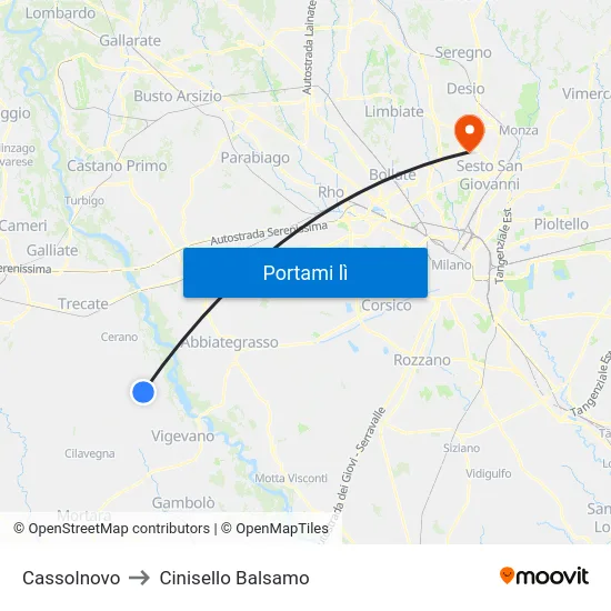 Cassolnovo to Cinisello Balsamo map
