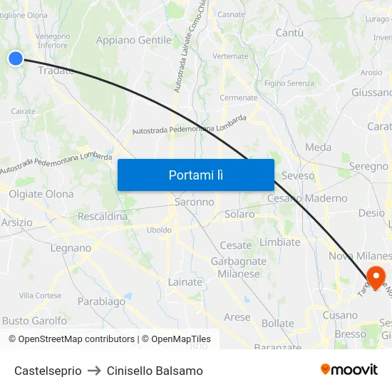 Castelseprio to Cinisello Balsamo map