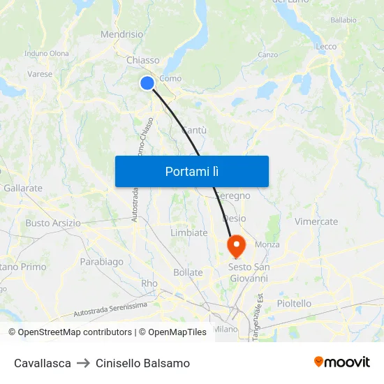 Cavallasca to Cinisello Balsamo map