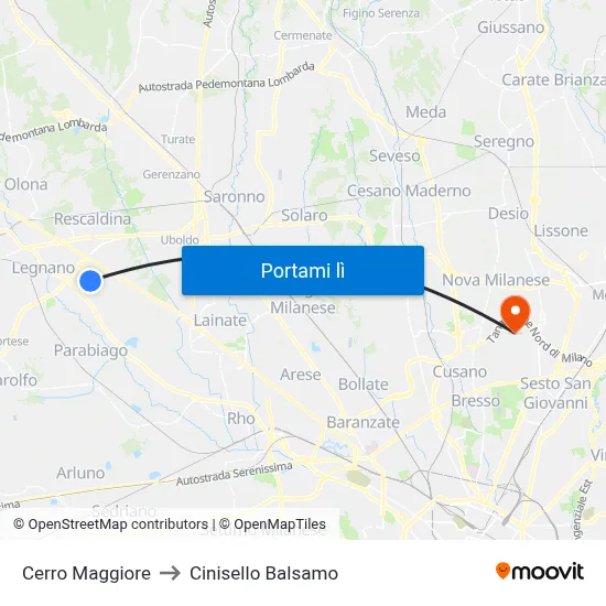 Cerro Maggiore to Cinisello Balsamo map