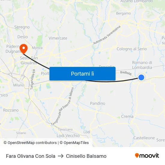 Fara Olivana Con Sola to Cinisello Balsamo map