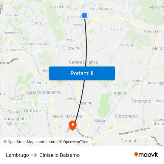 Lambrugo to Cinisello Balsamo map