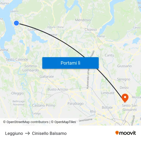 Leggiuno to Cinisello Balsamo map