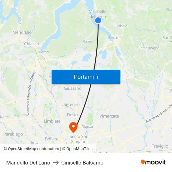 Mandello Del Lario to Cinisello Balsamo map