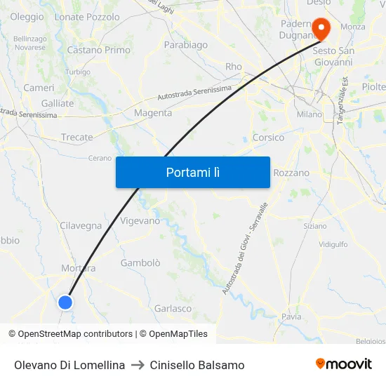 Olevano Di Lomellina to Cinisello Balsamo map