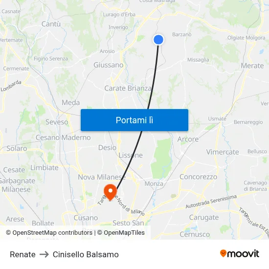 Renate to Cinisello Balsamo map