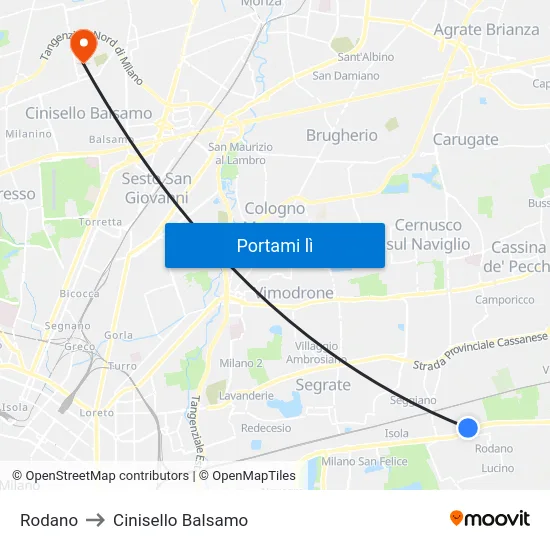 Rodano to Cinisello Balsamo map