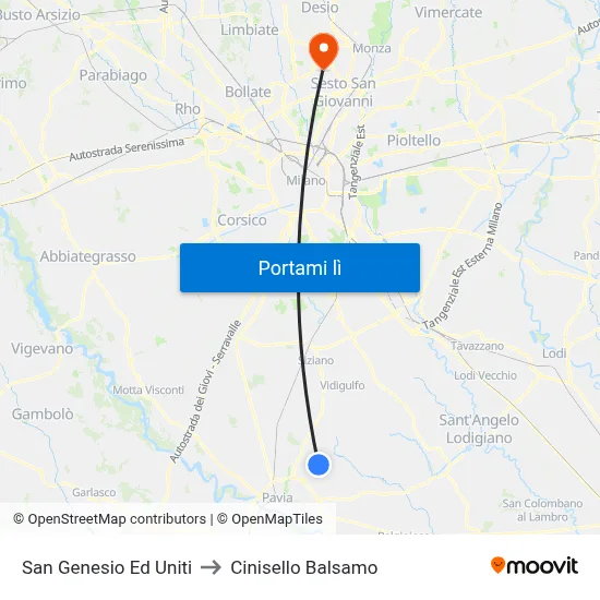San Genesio Ed Uniti to Cinisello Balsamo map