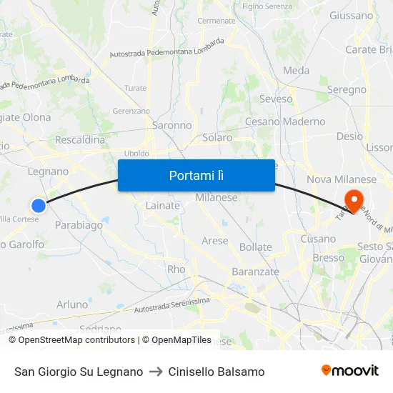 San Giorgio Su Legnano to Cinisello Balsamo map