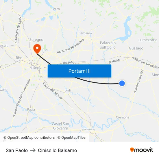 San Paolo to Cinisello Balsamo map