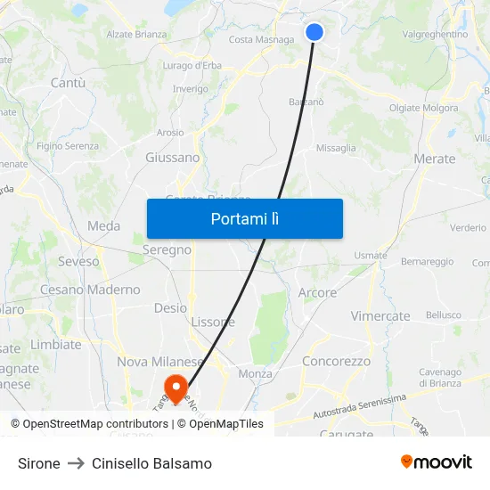 Sirone to Cinisello Balsamo map