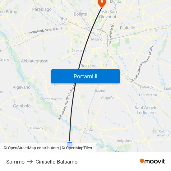 Sommo to Cinisello Balsamo map