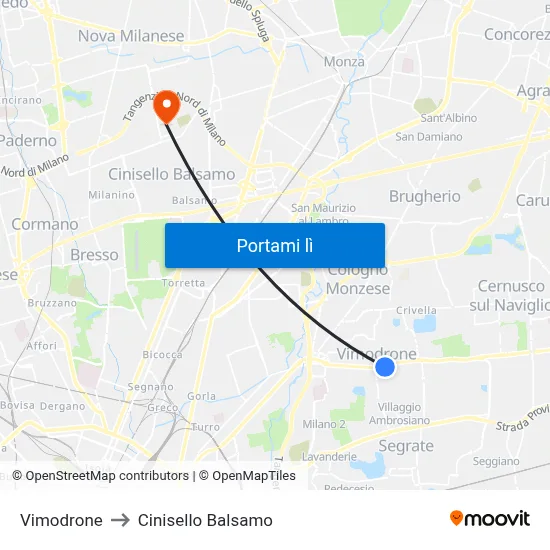 Vimodrone to Cinisello Balsamo map
