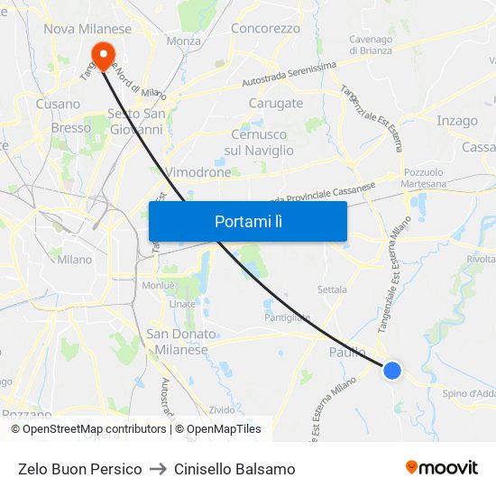 Zelo Buon Persico to Cinisello Balsamo map