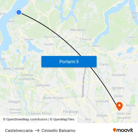 Castelveccana to Cinisello Balsamo map