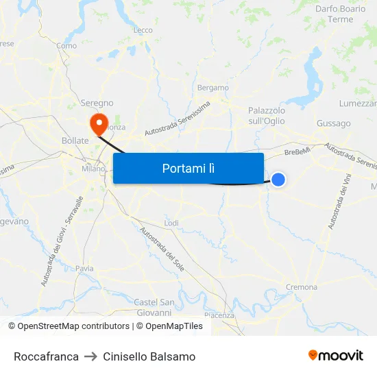 Roccafranca to Cinisello Balsamo map
