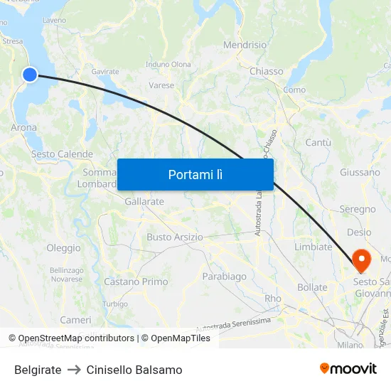 Belgirate to Cinisello Balsamo map