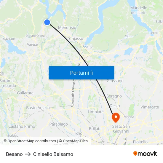 Besano to Cinisello Balsamo map