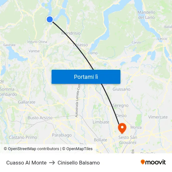 Cuasso Al Monte to Cinisello Balsamo map