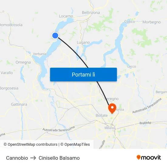 Cannobio to Cinisello Balsamo map