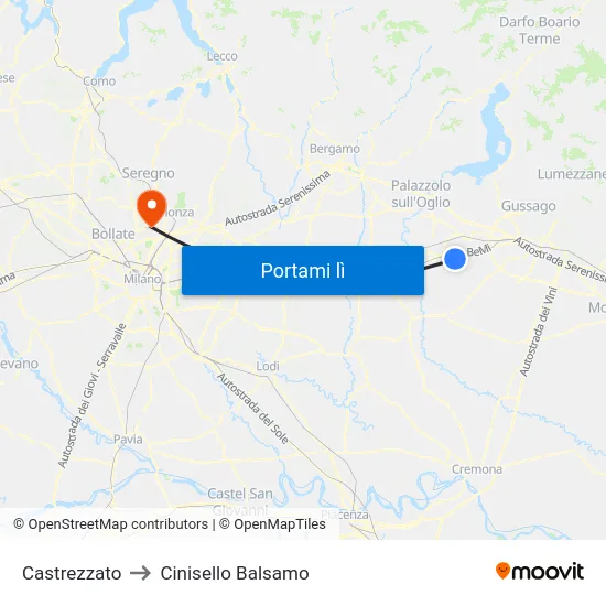 Castrezzato to Cinisello Balsamo map